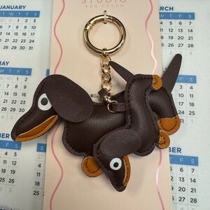 Brown Dachshund Bag Charm Keychain